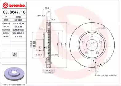 Диск гальмівний Brembo 09.B647.10