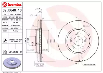 Диск гальмівний Brembo 09.B648.10