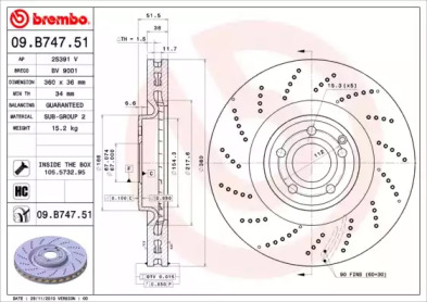 Диск гальмівний Brembo 09.B747.51