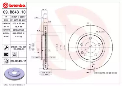 Диск тормозной Brembo 09.B843.10