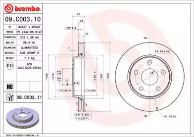 Диск гальмівний Brembo 09.C003.11