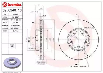 Диск тормозной Brembo 09.C240.10