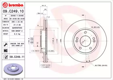 Диск тормозной Brembo 09.C249.11