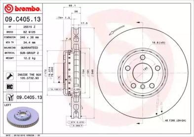 Диск тормозной FL Brembo 09.C405.13