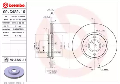 Диск гальмівний Brembo 09.C422.11