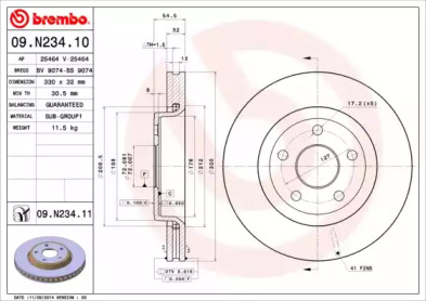 Диск тормозной Brembo 09.N234.11
