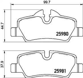 Комплект гальмівних колодок з 4 шт. дисків Brembo P06090