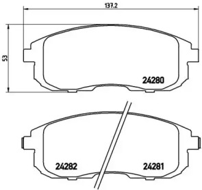 Комплект гальмівних колодок з 4 шт. дисків Brembo P23126
