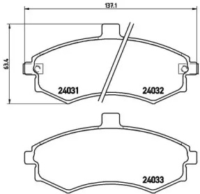 Комплект гальмівних колодок с 4 шт. дисків Brembo P30020