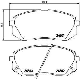 Комплект гальмівних колодок з 4 шт. дисків Brembo P30039