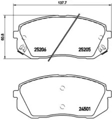 Комплект гальмівних колодок з 4 шт. дисків Brembo P30056