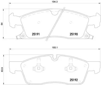 Комплект гальмівних колодок з 4 шт. дисків Brembo P37017