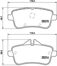 Комплект гальмівних колодок з 4 шт. дисків Brembo P50101
