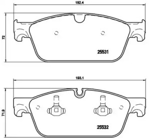 Комплект гальмівних колодок з 4 шт. дисків Brembo P50102