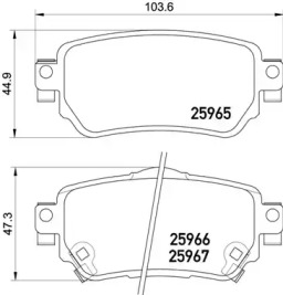 Комплект гальмівних колодок з 4 шт. дисків Brembo P56098