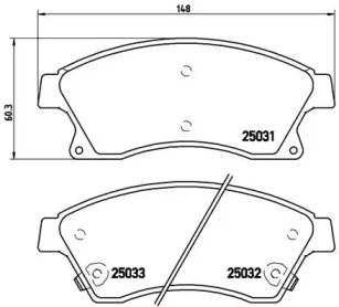 Комплект гальмівних колодок з 4 шт. дисків Brembo P59076