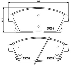 Комплект гальмівних колодок з 4 шт. дисків Brembo P59077