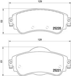 Комплект гальмівних колодок з 4 шт. дисків Brembo P61105