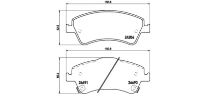 Комплект гальмівних колодок з 4 шт. дисків Brembo P83081