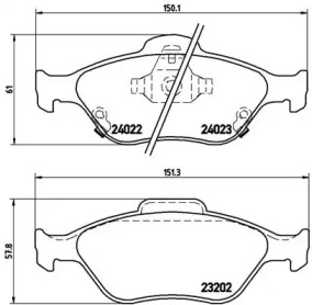 Комплект гальмівних колодок з 4 шт. дисків Brembo P83085