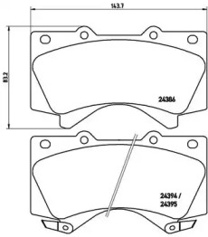 Комплект гальмівних колодок з 4 шт. дисків Brembo P83107