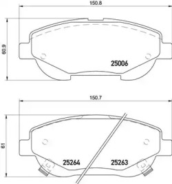 Комплект гальмівних колодок Brembo P83148