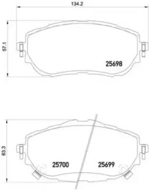 Комплект гальмівних колодок с 4 шт. дисків Brembo P83150