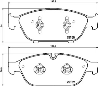 Комплект гальмівних колодок з 4 шт. дисків Brembo P85127