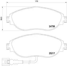 Комплект гальмівних колодок з 4 шт. дисків Brembo P85131