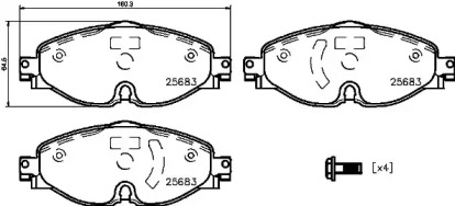 Комплект гальмівних колодок с 4 шт. дисків Brembo P85147