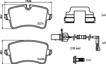 Комплект гальмівних колодок с 4 шт. дисків Brembo P85150