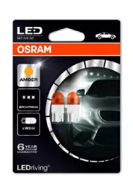 (к/т 2 шт) Лампа світлодіодна Osram (12V W5W 1W 2000K) 2855YE-02B