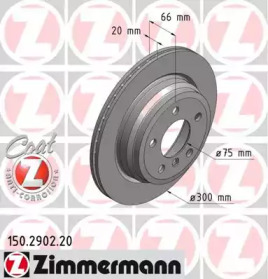 Диск тормозной (задний) BMW 3 (F30/F31)/ 4 (F32/F36) 11- (300x20) (с покриттям) (вент.) ZIMMERMANN 150.2902.20