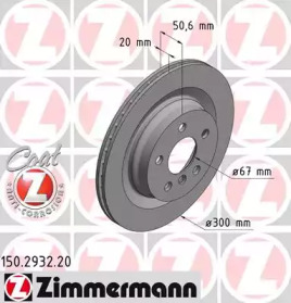 Диск гальмівний (задній) BMW 1 (F40)/2 (F45)/X1 (F48) 13-(300x20) (з покрит.) (з вент.) ZIMMERMANN 150.2932.20