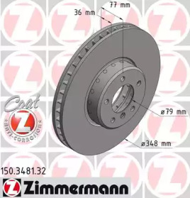 Диск гальмівний (передній) BMW 5 (E60/E61)/6 (E63/E64) 03-10 (348x36) ZIMMERMANN 150.3481.32