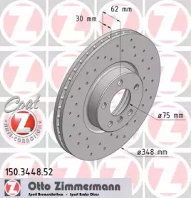 Диск гальмівний (передній) BMW X5 (E70/F15/F85)/X6 (E71/E72/F16/F86) 07- (348x30) (з отворами (вент.) ZIMMERMANN 150.3448.52