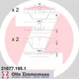 Колодки гальмівні (передні) BMW 5 (E39) 95-04 (Ate) ZIMMERMANN 21677.195.1