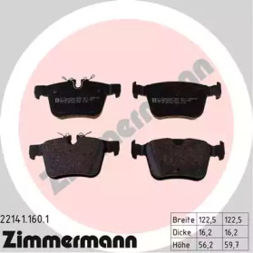 Колодки гальмівні (задні) Land Rover Range Rover/Discovery Sport/Volvo S60/S90/V60/V90 15- (Teves) ZIMMERMANN 22141.160.1