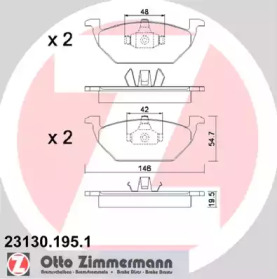 Колодки гальмівні (передні) Audi A3 97-03/Skoda Fabia I/VW Golf 97-08 (ушки вверх) (Ate-Teves) ZIMMERMANN 23130.195.1