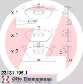 Колодки гальмівні (передні) VW Caddy 03-15 (Ate-Teves) (з датчиком) ZIMMERMANN 23131.195.1