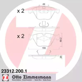 Колодки гальмівні (передні) BMW 3 (E90/E92/E93) 06-13 (Ate-Teves) ZIMMERMANN 23312.200.1