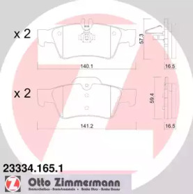 Колодки гальмівні (задні) MB E-class (W211/W212)/S-class (W220/W221) 98- (Ate-Teves) ZIMMERMANN 23334.165.1