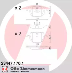 Колодки гальмівні (задні) BMW 7 (E65/E66/E67) 01-09 (Ate-Teves) ZIMMERMANN 23447.170.1