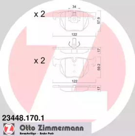 Колодки гальмівні (задні) BMW X5/X6 06- (Ate - Teves) ZIMMERMANN 23448.170.1