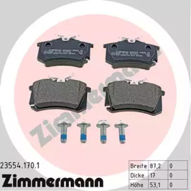 Колодки гальмівні (задні) VW Caddy III 04-/Peugeot 308 09-/Citroen C4 09- (Lucas) (87.2x53.1x17) ZIMMERMANN 23554.170.1
