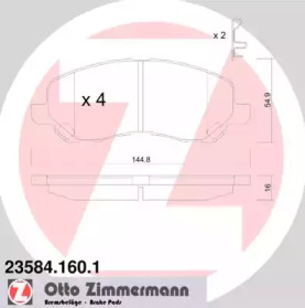 Колодки гальмівні (передні) Mitsubishi Lancer 00- (Sumitomo) ZIMMERMANN 23584.160.1