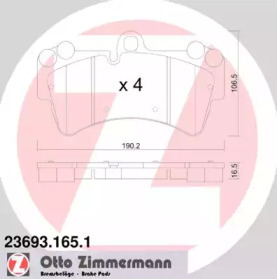 Колодки гальмівні (передні) Audi Q7/Porsche Cayenne/ VW Touareg 3.0-6.0 02- (Brembo) ZIMMERMANN 23693.165.1