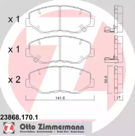 Колодки гальмівні (передні) Honda CR-V II/Accord 01-08 (Sumitomo) ZIMMERMANN 23868.170.1