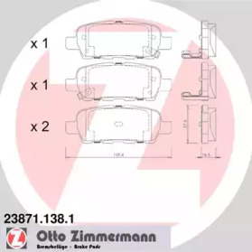 Колодки гальмівні (задні) Renault Koleos/Nissan Juke/Qashqai/X-Trail/Suzuki 08- (Akebono) ZIMMERMANN 23871.138.1