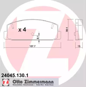 Колодки гальмівні (задні) Mazda 6 02-13 (Akebono) ZIMMERMANN 24045.130.1